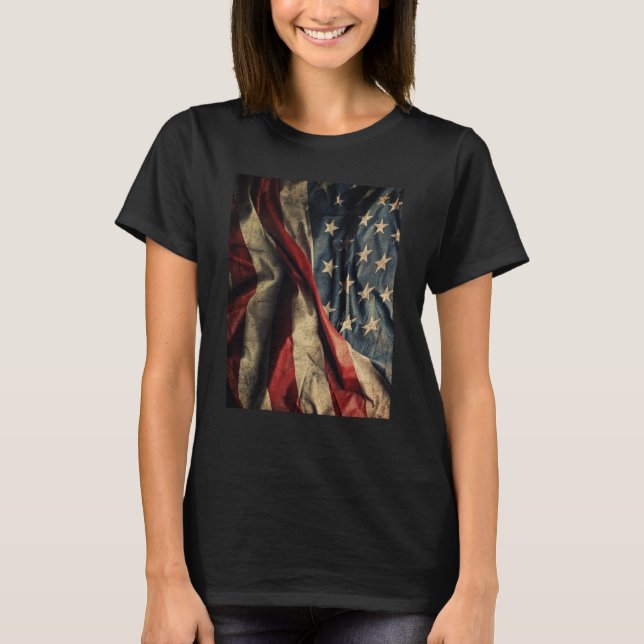 American Flag Waving Fabric Design Women's T-Shirt (Front)