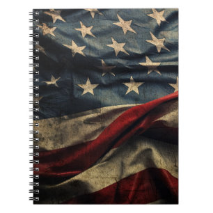 American Flag Waving Fabric Notebook