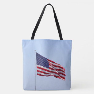 American Flag Waving in the Sky Colour Large Tote Bag
