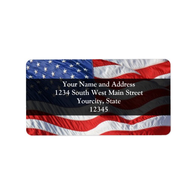 American Flag, Waving in Wind Label (Front)