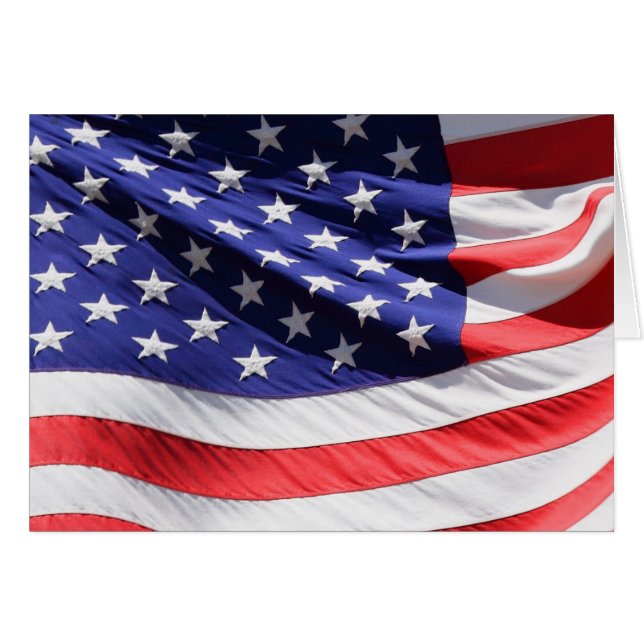 American Flag Waving Photo Greeting Card  (Front Horizontal)