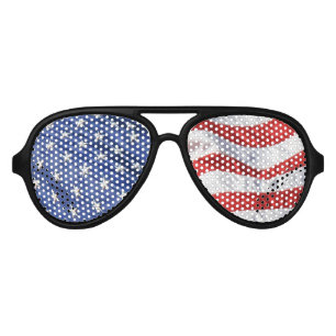 American Flag Waving Stars and Stripes USA Aviator Sunglasses