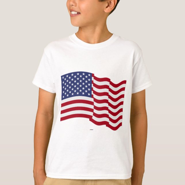 American Flag Waving T-Shirt (Front)