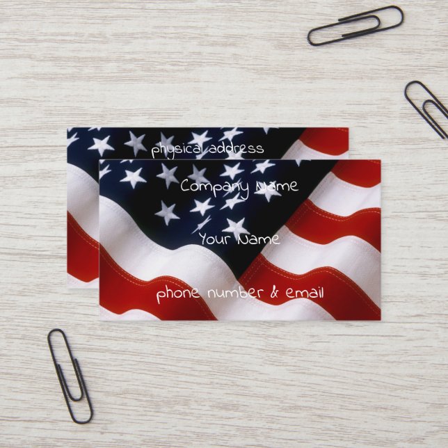 American flag wavy business card (Front/Back In Situ)