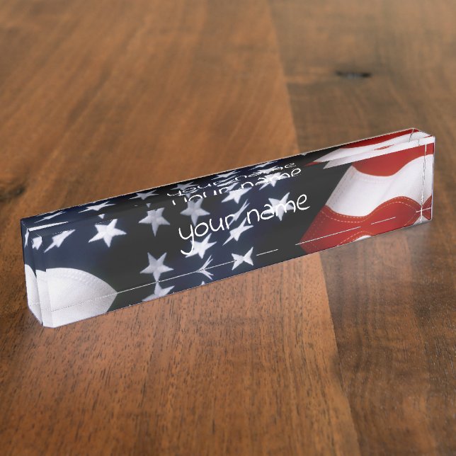 American flag wavy nameplate (Side)
