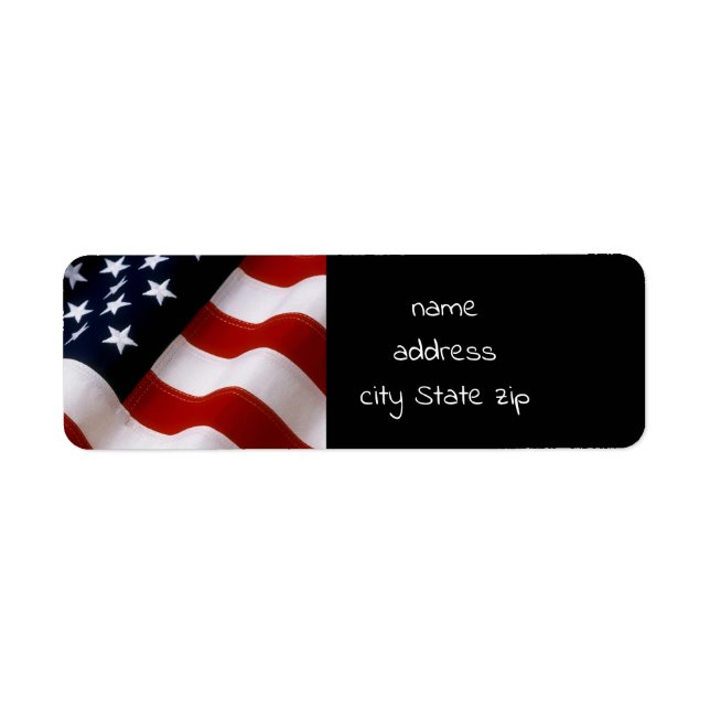 American flag wavy return address label (Front)