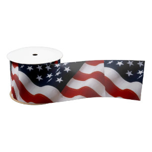 American flag wavy satin ribbon