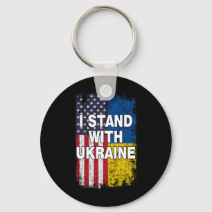 American Flag We Support Ukraine Flag I Stand With Key Ring