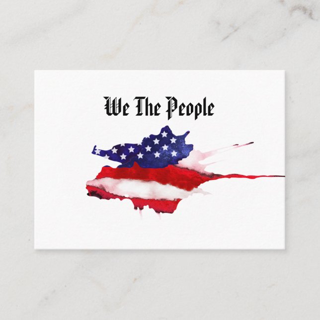 *~* American Flag We The People Watercolor Business Card (Front)