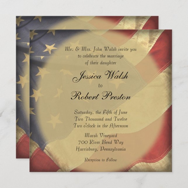 American Flag Wedding Invitation (Front/Back)