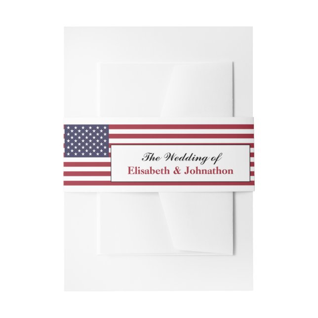 American Flag Wedding Invitation Belly Band (Front Example)