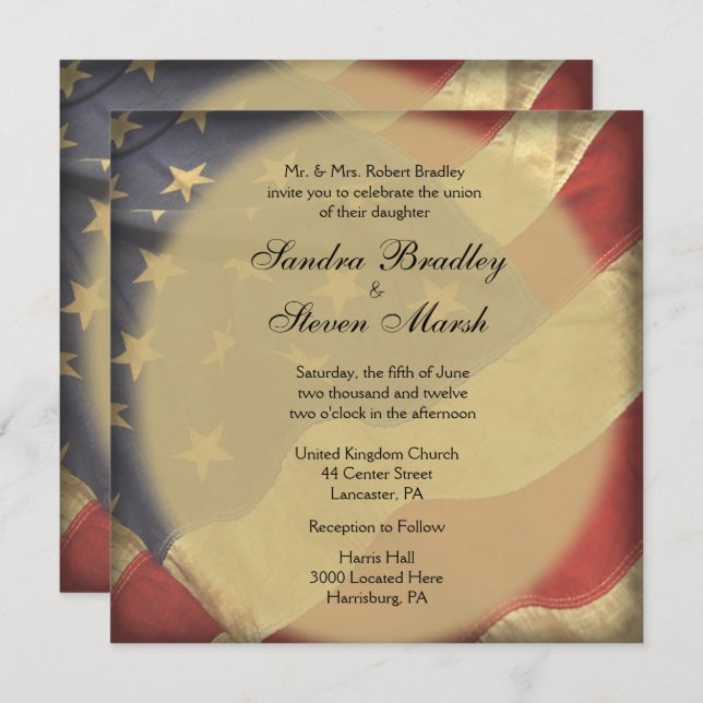 American Flag Wedding Invitations (Front/Back)