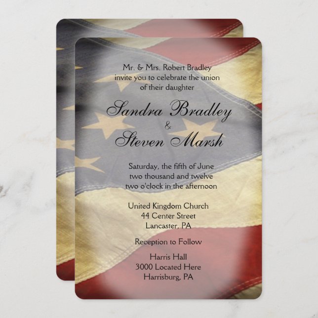 American Flag Wedding Invitations (Front/Back)