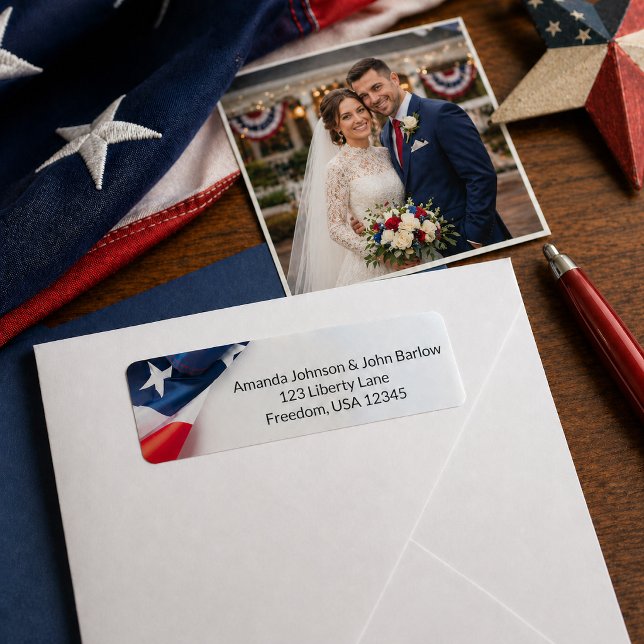 American Flag Wedding Names Return Address Labels (Creator Uploaded)