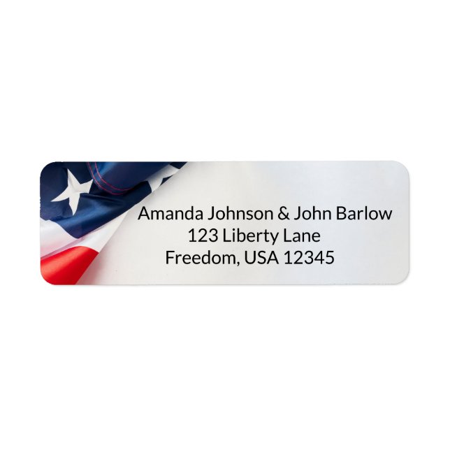 American Flag Wedding Names Return Address Labels (Front)