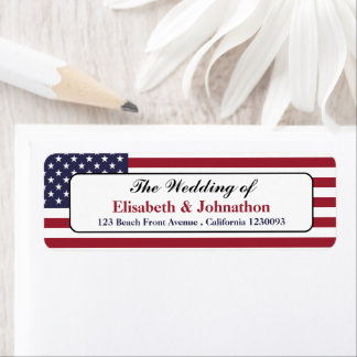 American Flag Wedding Return Address Label