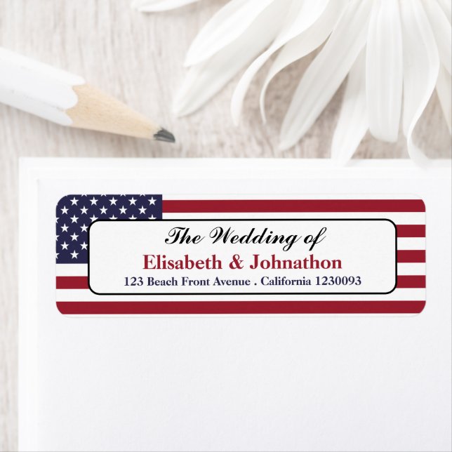 American Flag Wedding Return Address Label (Insitu)