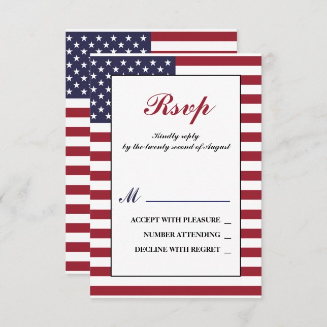 American Flag Wedding RSVP Card (Front/Back)