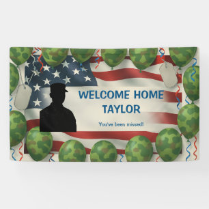 American Flag Welcome Home Banner Custom Military