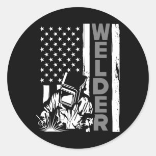 American Flag Welder Funny Usa 4th Of July Welding Classic Round Sticker