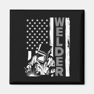 American Flag Welder Funny Usa 4th Of July Welding Magnet