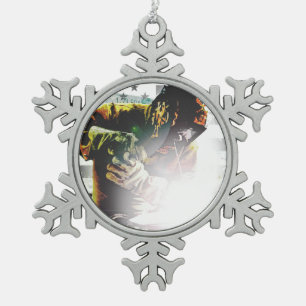 American Flag Welder Snowflake Pewter Christmas Ornament
