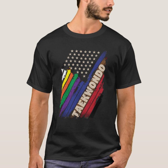 American Flag White Black Belt Colors T-Shirt (Front)