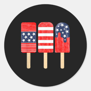American Flag White Red Blue Popsicle 4th Of July  Classic Round Sticker