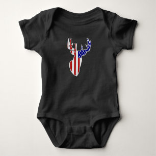 American Flag Whitetail Buck Baby Bodysuit