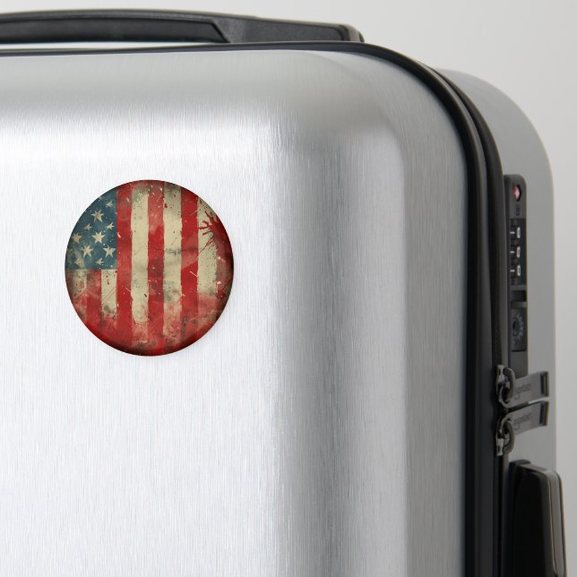 American Flag Wind Spinner Round Magnet (In Situ (Luggage))