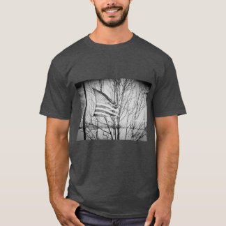 American Flag Windblown Grey T-Shirt