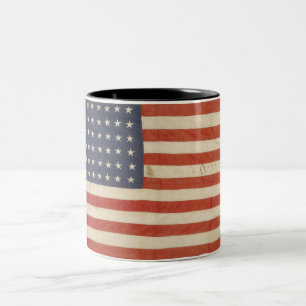 American Flag with 48 Stars Two-Tone Coffee Mug