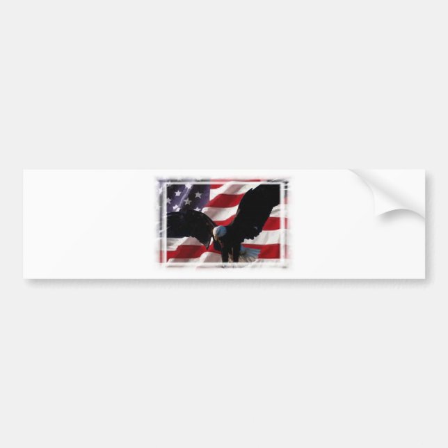 American Flag with American Bald Eagle Bumper Sticker (Front)