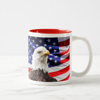 American Flag With American Eagle Two-Tone Coffee Mug