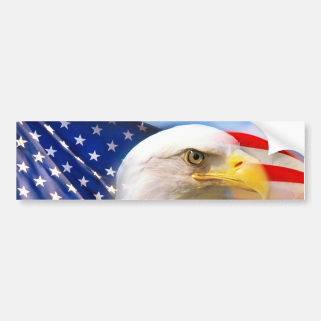 American Flag with Bald Eagle Bumper Sticker (Front)