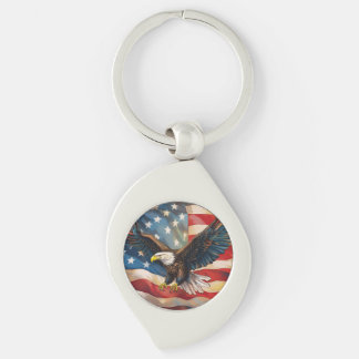 American Flag with Bald Eagle Key Ring