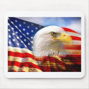 American Flag with Bald Eagle Mouse Pad