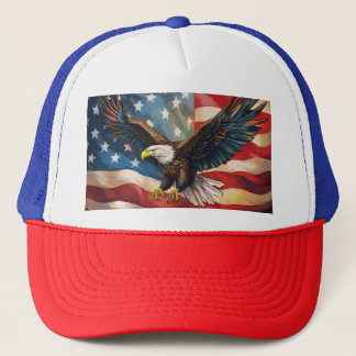 American Flag with Bald Eagle Trucker Hat
