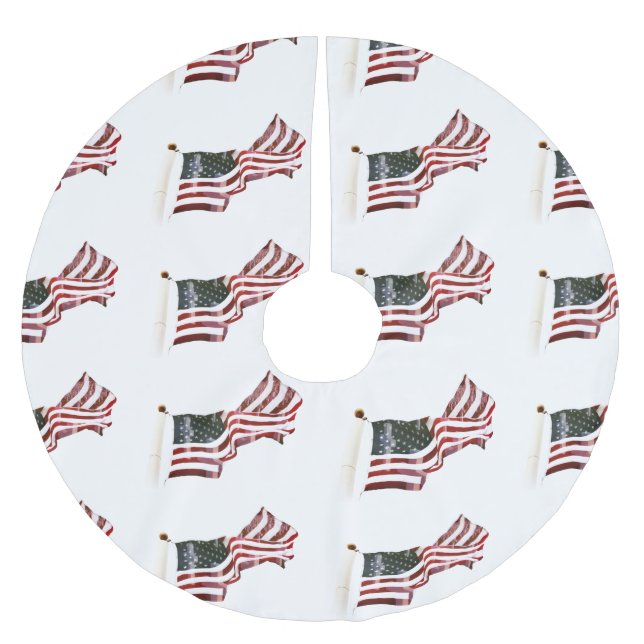 American Flag with Crosses Brushed Polyester Tree Skirt (Front)