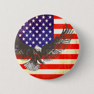 American flag with eagle button red white & blue