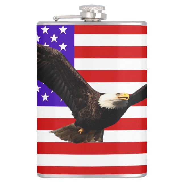 American flag with eagle USA Hip Flask (Front)