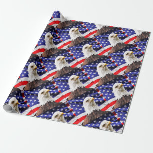 American Flag with Eagle Wrapping Paper