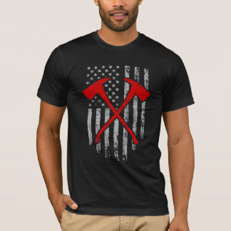 American Flag with Fire Fighter axes T-Shirt
