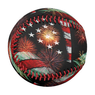 American flag with fireworks baseball
