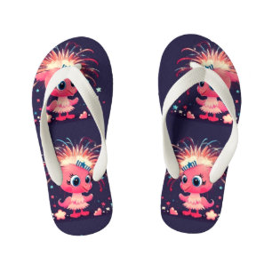 American Flag with Flamingo Cartoon69218 Kid's Thongs