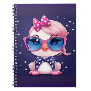 American Flag with Flamingo Cartoon-14484 Notebook