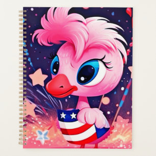 American Flag with Flamingo Cartoon-69216 Planner