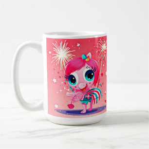 American Flag with Flamingo Cartoon-69217 Coffee Mug
