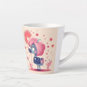 American Flag with Flamingo Cartoon-69219 Latte Mug