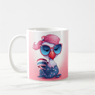 American Flag with Flamingo Cartoon-69679 Coffee Mug